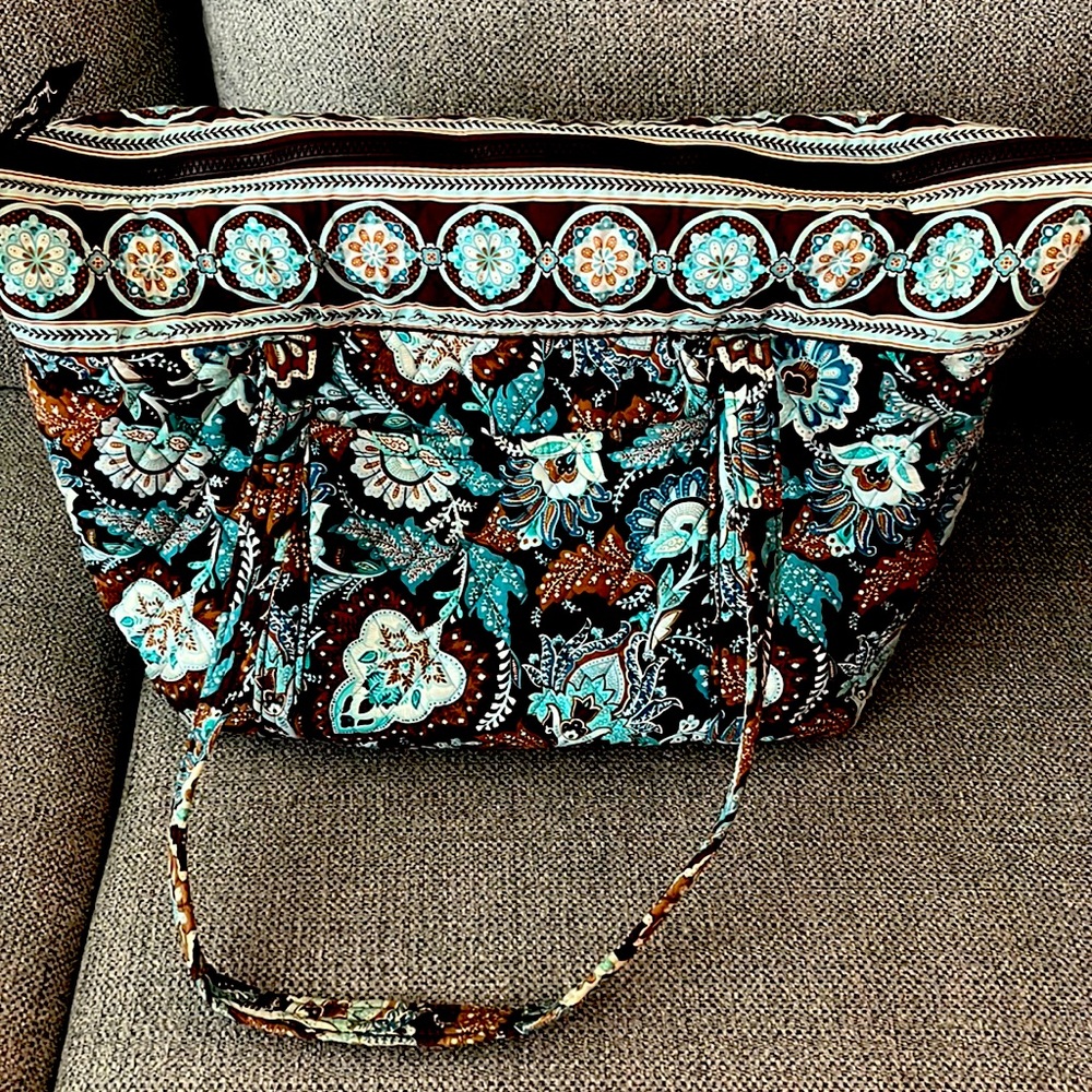 Vera Bradley quilted diaper bag in blue/brown floral